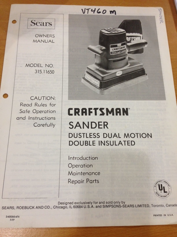 Vashon Tool Library MANUAL for Pad Sander